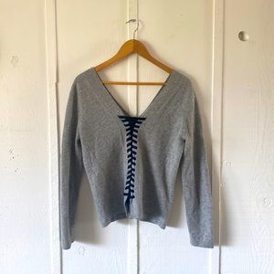 2 way lace up vneck pullover in cashmere